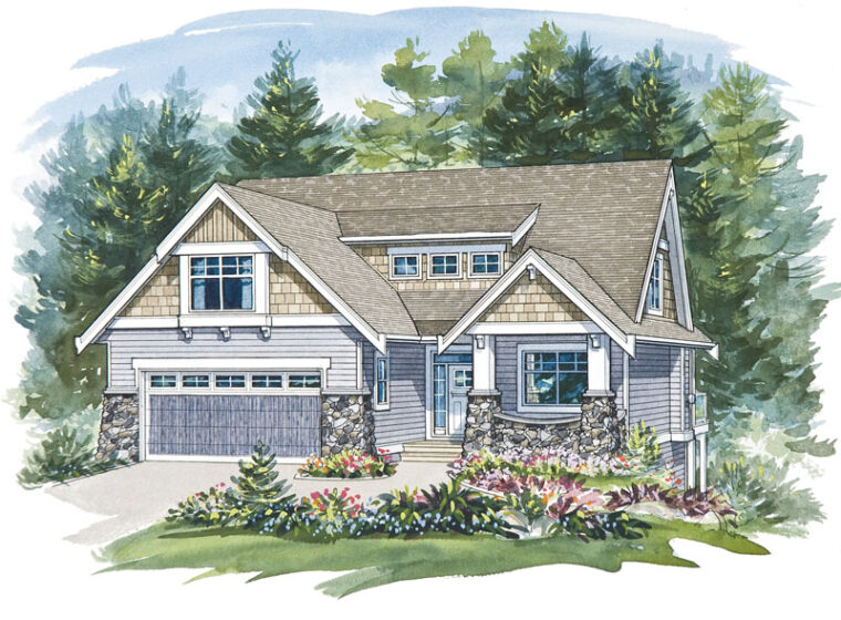 6-3-368 house plan – front rendering