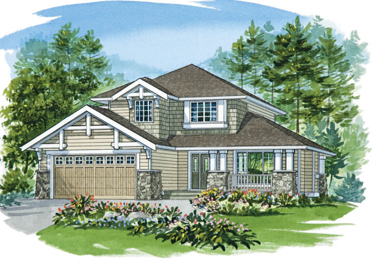 7-3-974 house plan – front rendering