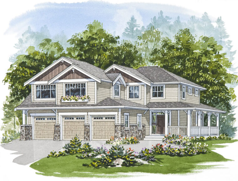 7-5-979 house plan – front rendering