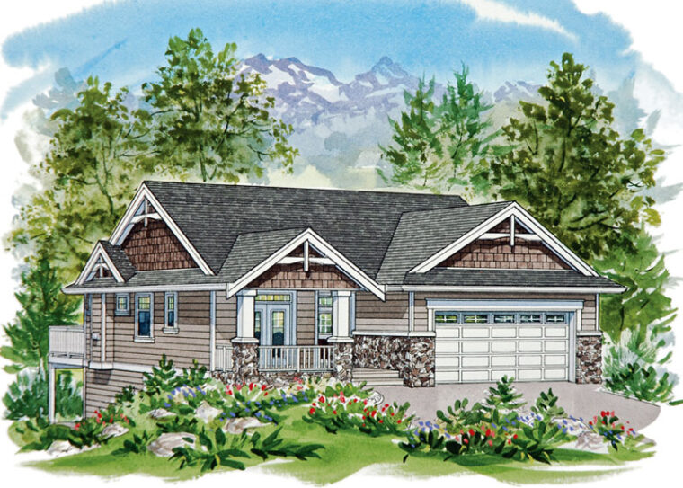 1-3-646 house plan – front rendering