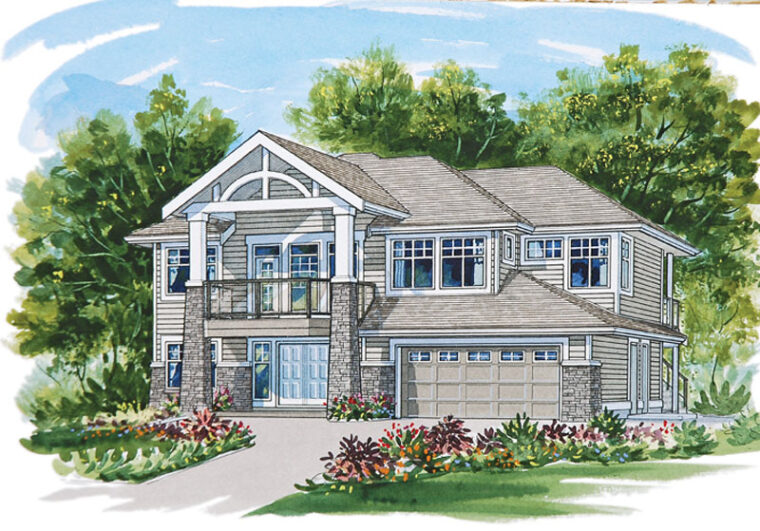 2-3-745 house plan – front rendering