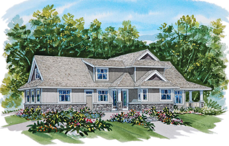 6-3-371 house plan – front rendering