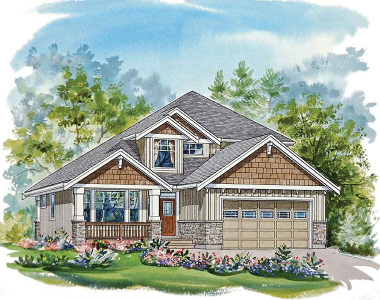 7-3-989 house plan – front rendering