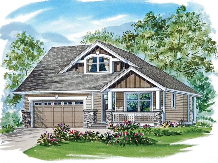 7-3-990 house plan – front rendering