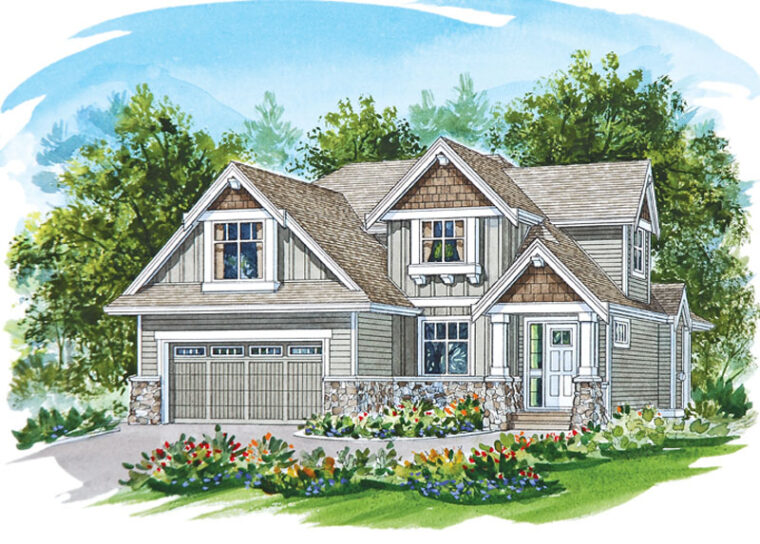 7-4-991 house plan – front rendering