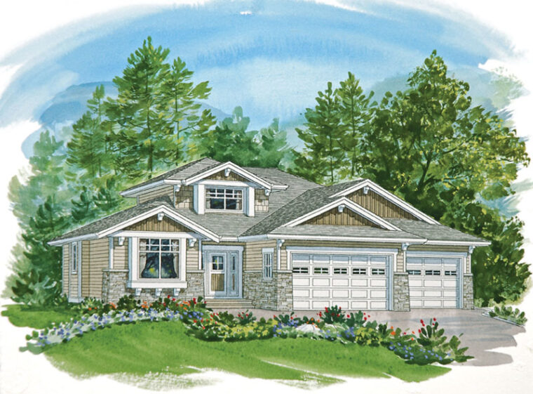 7-3-993 house plan – front rendering