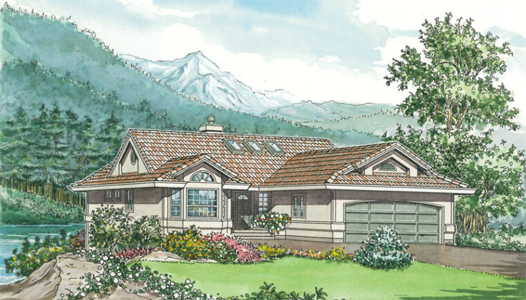 1-3-460B house plan – front rendering