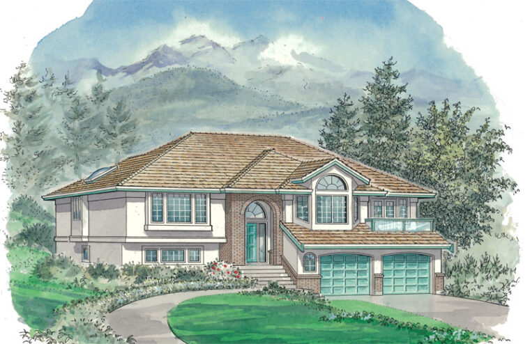 3-3-335B house plan – front rendering