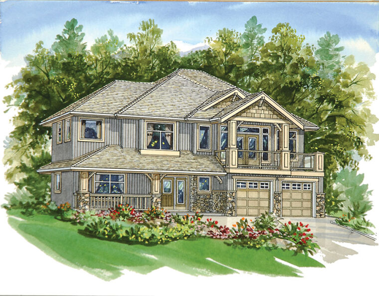 2-3-748 house plan – front rendering