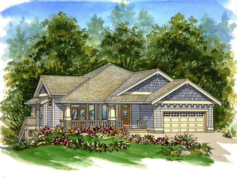 1-3-655 house plan – front rendering