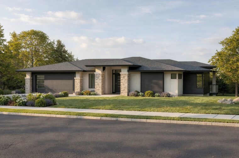 1-2-695 house plan – front rendering